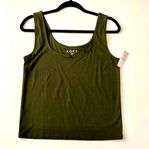 NWT LOFT Army Green Cropped Tank